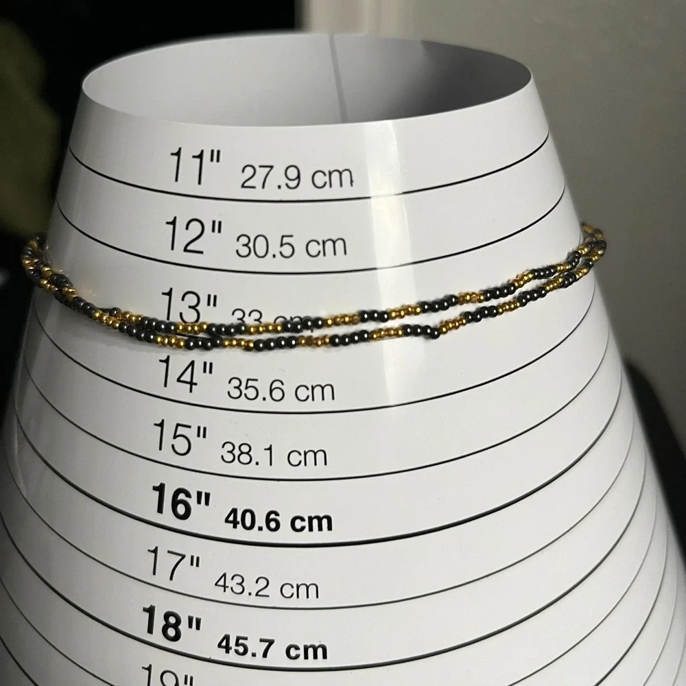 Vintage‎ Black & Gold Seed Bead Necklace Multi Strand Torsade Statement Jewelry